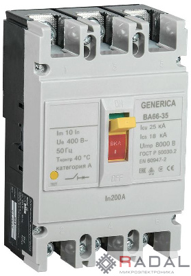 Выключатель автоматический 3п 200А 25кА ВА66-35 GENERICA IEK SAV30-3-0200-G