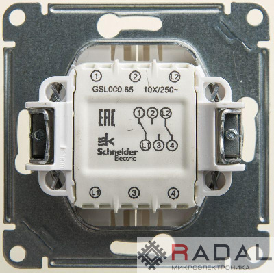 Механизм переключателя 2-кл. СП Glossa 10А IP20 (сх. 6/2) 10AX перламутр SchE GSL000665