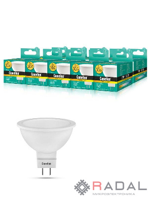 Лампа светодиодная LED3-JCDR/830/GU5.3 3Вт 3000К тепл. бел. GU5.3 215лм 220-240В Camelion 11367