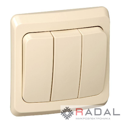 Выключатель 3-кл. СП Этюд 10А IP20 крем. SchE BC10-003K