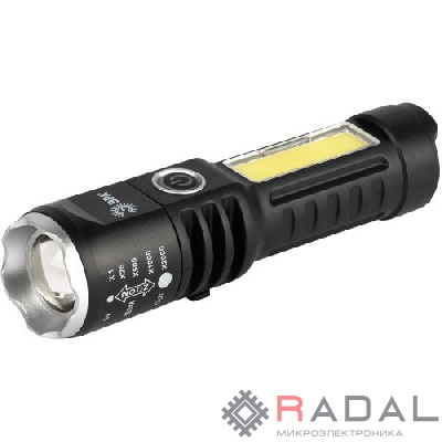 Фонарь светодиодный UA-403 универсальный аккумуляторный 5Вт LED+3Вт COB оптический Zoom 4 режима USB type-C Эра Б0069805