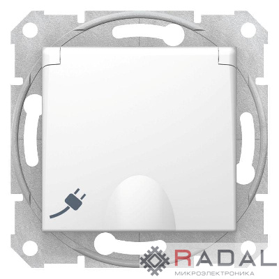 Механизм розетки 1-м СП 1мод. Sedna 16А IP20 250В с заземл. защ. шторки с крышкой бел. SchE SDN3100121