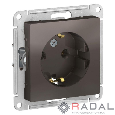 Механизм розетки 1-м СП AtlasDesign 16А IP20 с заземл. мокко SchE ATN000643