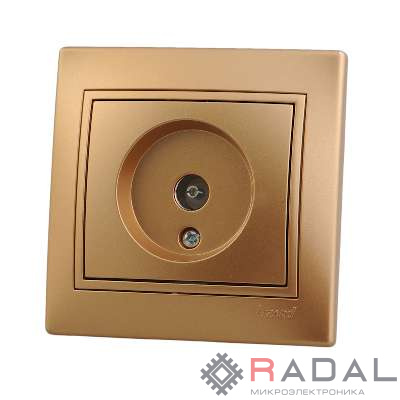 Розетка TV СП Мира проходная метал. зол. Lezard 701-1313-129