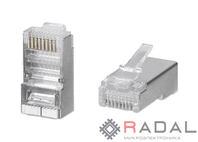 Коннектор RJ45(8P8C) кат.5E экранир. универс. (уп.100шт) TOKOV ELECTRIC TKE-CN-5E24-STP