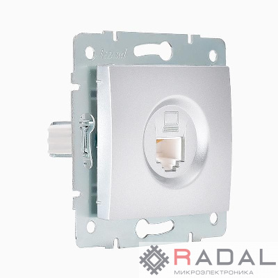 Механизм розетки компьютерной RJ45 1-м СП Karina матов. серебр. LEZARD 707-4388-139