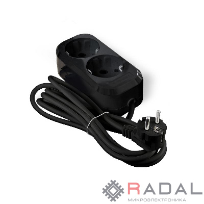 Удлинитель 2х3м с заземл. 16А IP20 Е-302 ПВС 3х1 АБС-пластик черн. UNIVersal 2176