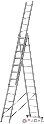 Лестница трехсекционная 3х12 H=343/594/841см 17.83кг усиленная алюм. FIT 65438