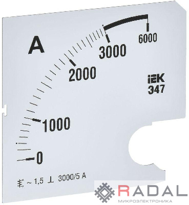 Шкала сменная для амперметра Э47 3000/5А-1.5 96х96мм IEK IPA20D-SC-3000