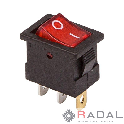 Выключатель клавишный 12В 15А (3с) ON-OFF красн. с подсветкой Mini (RWB-206-1; SC-768) Rexant 36-2170