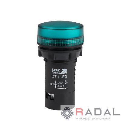 Лампа светодиодная OptiSignal Compact D22 С7-L-F3 зел. 110В AC/DC XB7EV03GP КЭАЗ 362154