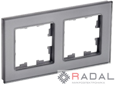 Рамка 2-м BRITE РУ-2-2-БрСе стекло сер. IEK BR-M22-G-K03