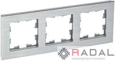 Рамка 3-м BRITE РУ-3-1-БрА металл алюм. IEK BR-M32-M-K47