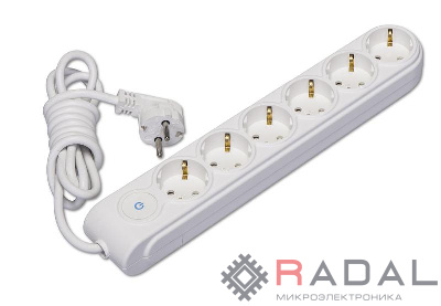 Удлинитель 6х5м с заземл. 16А IP20 ПВС 3х1.5 с выкл. защ. шторки Makel N6310064