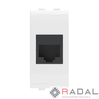 Розетка компьютерная 1-м СП Brava 1мод. RJ45 5E (разъем Hyperline) бел. DKC 76654B
