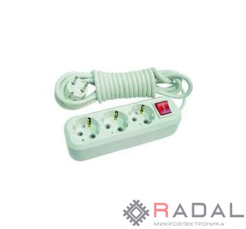 Удлинитель 3х5м с заземл. 16А IP20 с выкл. (пластик) Makel MGP214