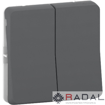 Механизм переключателя 2-кл. СП Mureva Styl 10А IP55 (сх. 6+6) антрацит SchE MUR35019