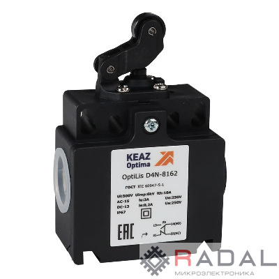 Выключатель концевой OptiLiS D4N-8162 рычаг роликовый горизонтальное перемещение EN 50047 XCKT2121P16 КЭАЗ 365316
