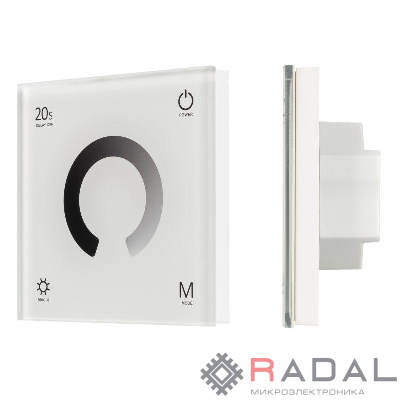 Панель SMART-P4-DIM-G-IN White (12-24В 4х3А Sens 2.4G) (IP20 пластик) Arlight 034774