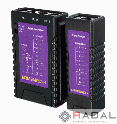 Тестер кабельный NetGeeks NP10 фиолет. Ermenrich 85300