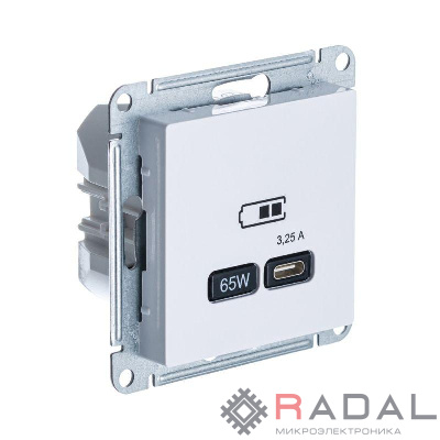 Розетка USB AtlasDesign тип C 65Вт высокоскор. ЗУ QC PD механизм лотос SE ATN001327
