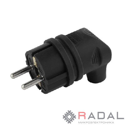 Вилка каучуковая с заземл. 90град 16А IP44 черн. V9-B-IP44 ЭРА Б0044542