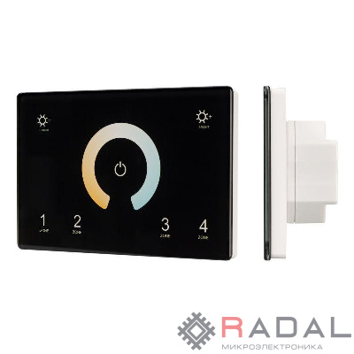 Панель Sens SMART-P81-MIX Black (230В 4 зоны 2.4G) (IP20 пластик) Arlight 028401