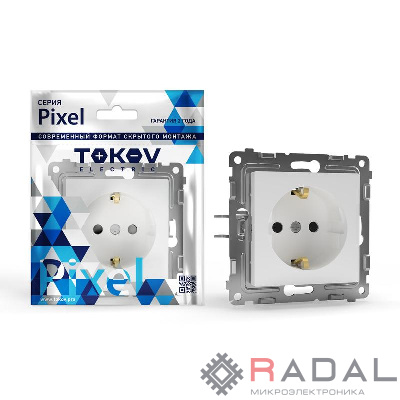 Розетка 1-м СП Pixel 16А IP20 с заземл. защ. шторки механизм бел. TOKOV ELECTRIC TKE-PX-R1ZSF-C01