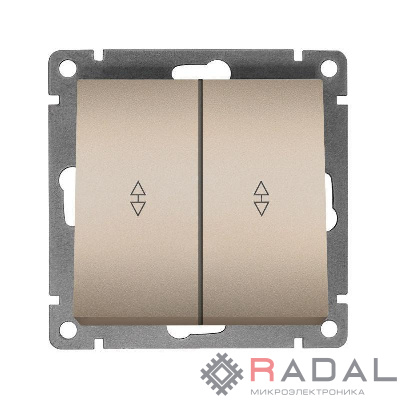 Переключатель проходной 2-кл. СП Афина 10А IP20 механизм шампань (ivory) UNIVersal A0026-Br