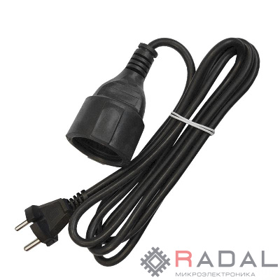 Удлинитель-шнур 1х2м без заземл. 10А IP20 ПВС 2х1 черн. DOMTOK 2338