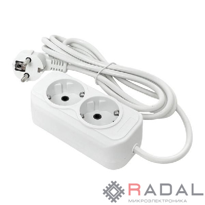 Удлинитель 2х5м с заземл. 16А IP20 Эксперт 3.0кВт ПВС 3х1 EKF UBA16-310-2-05