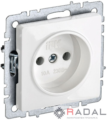 Розетка BRITE РС10-1-0-БрБ 10А без заземл. без защ. шторок бел. IEK BR-R10-10-K01