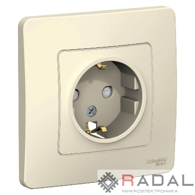 Розетка 1-м СП Blanca 16А IP20 250В с заземл. защ. шторки молоч. SE BLNRS001112