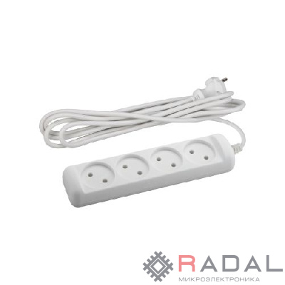 Удлинитель 4х5м без зазeмл. 10А IP20 U-4-5m ПВС 2х1 ЭРА Б0028363