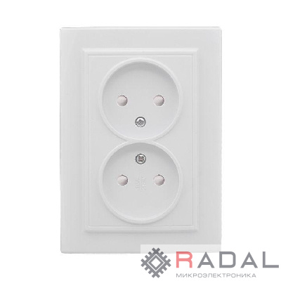 Розетка 2-м СП Минск 10А IP20 без заземл. защ. шторки бел. Basic EKF ERR10-102-100