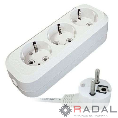 Удлинитель 3х2м с заземл. 16А IP20 Е-303 АБС-пл. ПВС 3х1 UNIVersal 9631976