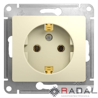 Механизм розетки 1-м СП Glossa 16А IP20 с заземл. беж. SchE GSL000243