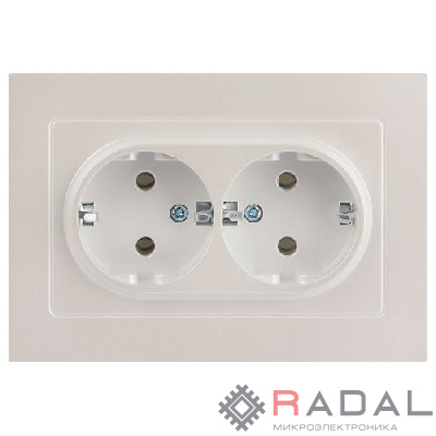 Розетка 2-м СП Accent 6-205-06 16А IP20 250В 2P+E Schuko AL/CU перламутр. Intro Б0063495