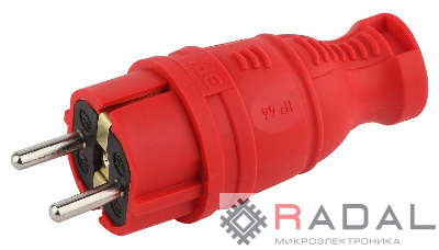 Вилка каучуковая з/з прямая 16А IP44 красн. V8-RED-IP44 Эра Б0044547