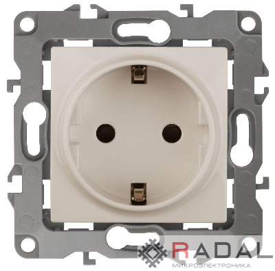 Механизм розетки 1-м СП Эра12 12-2101-02 16А IP20 16AX 250В 2P+E Schuko сл. кость Эра Б0014676