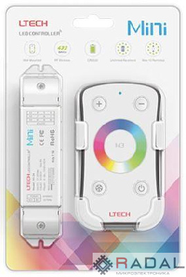 Контроллер RGB для LED ленты 12-24В IP20 135x30x20мм c пультом 3CH 108/216W (12В/24В) (LTECH) VARTON M3+M3-3A