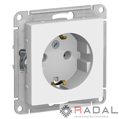 Механизм розетки 1-м СП AtlasDesign 16А IP20 с заземл. бел. SchE ATN000143