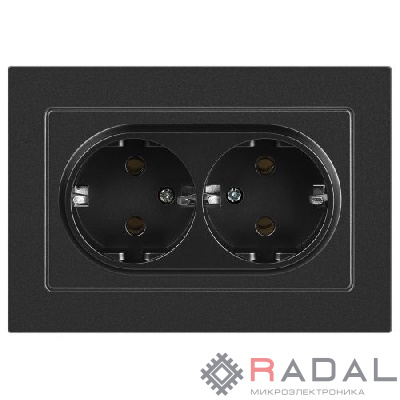 Розетка 2-м СП Accent 6-205-07 16А IP20 250В 2P+E Schuko AL/CU графит Intro Б0063496