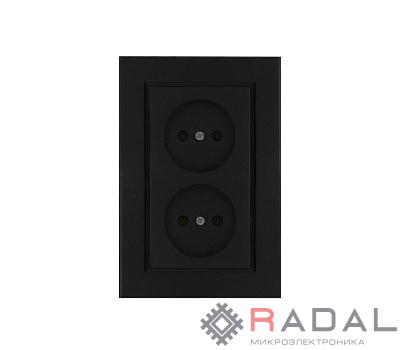 Розетка двойная без заземления Karea черн. Makel 56054017