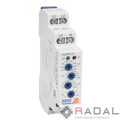 Реле контроля фаз OptiRel D PHS-3-1M-04-PP-2 повышенного/пониженного 3Ф 2СО КЭАЗ 331998