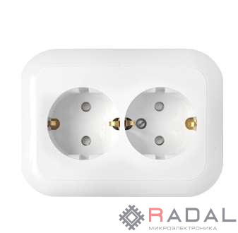 Розетка 2-м СП 16А IP20 с заземл. защ. шторки бел. Bylectrica РС16-357