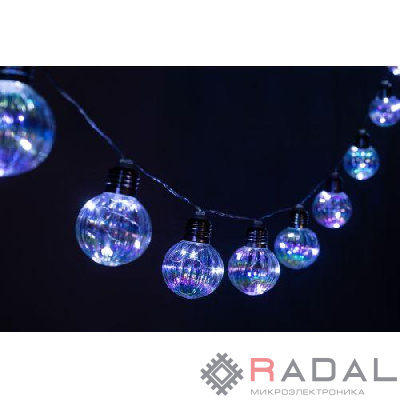 Гирлянда садовая ERASF23-22 "Радужные лампочки" на солнечной батарее 10LED 3.8 м (дл. раб част. 1.8м) ЭРА Б0062371
