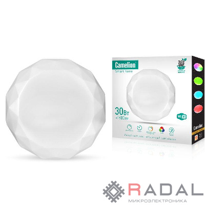 Светильник светодиодный умный Smart Home LBS/SH-30/RGBCW/WIFI 30Вт RGB+DIM+CW 220 WiFi Camelion 14782