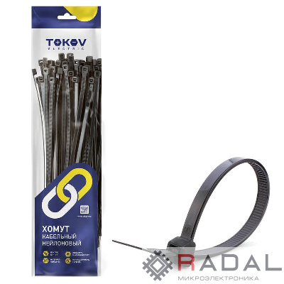 Хомут кабельный нейлоновый черн. 4.8х400 (уп.100шт) TOKOV ELECTRIC TKE-HNS-4.8-400-B/100