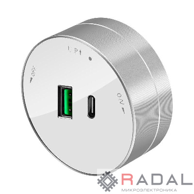 Розетка MultiTrack с 2-мя заряд. устройствами USB тип А+С 18Вт 5В/3А бел. SE MTK13003W